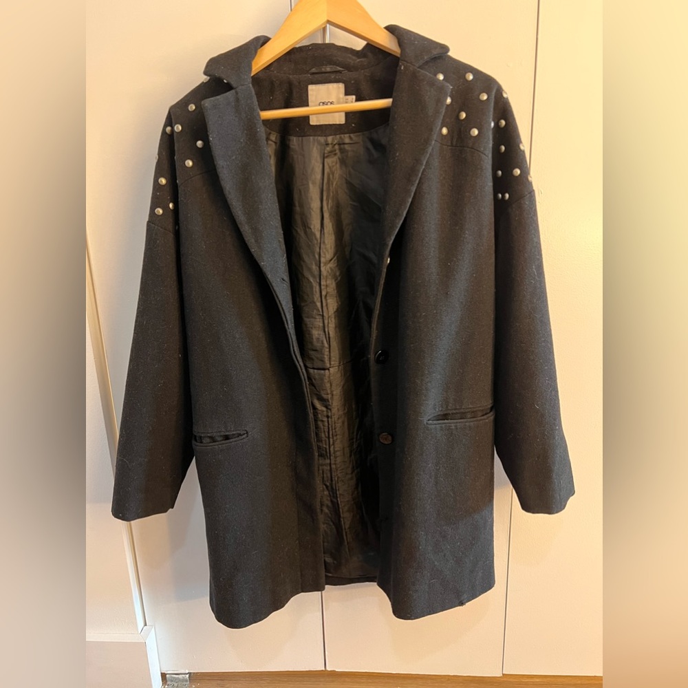 ASOS Metal-Studded Wool Coat